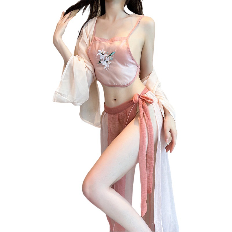 Night listening fragrance sexy lingerie sexy ancient hanfu Republic of China style embroidered pajamas pure hot uniform temptation suit