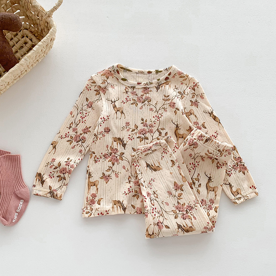 Picture of Autumn Children's Home Clothes South Korea Children's Pajamas suit Boys and Girls Autumn Clothes Autumn Trousers Baby Cotton Pajamas