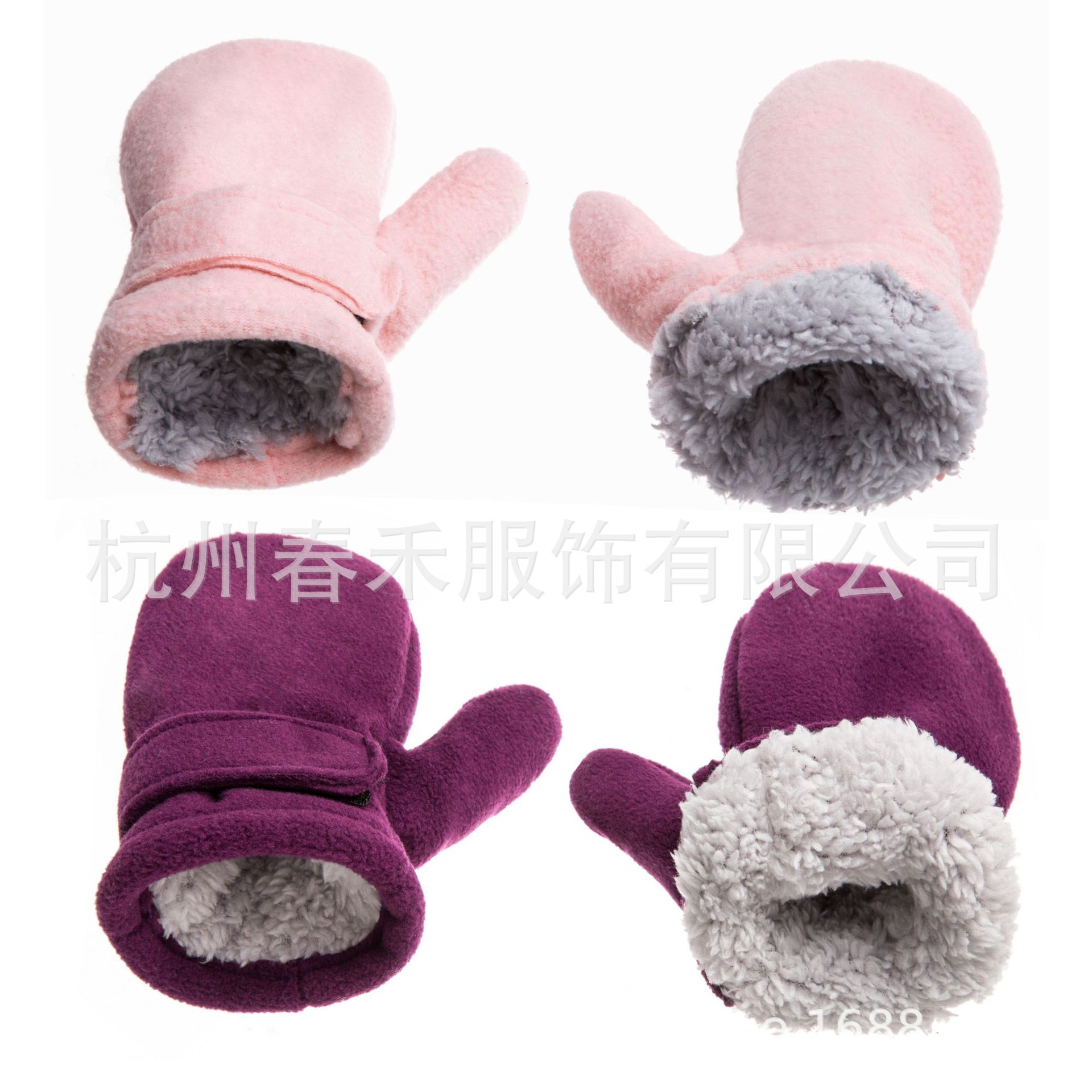 Picture of Spot 10 Colors Amazon 3 Size Cross-Border E-Commerce Kidsren's Mittens Polar Fleece Comfortable Velvet Velcro Gloves