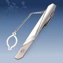 Picture of Metal tie clip men's suit chain 140 simple flower type business atmosphere with drill tie clip