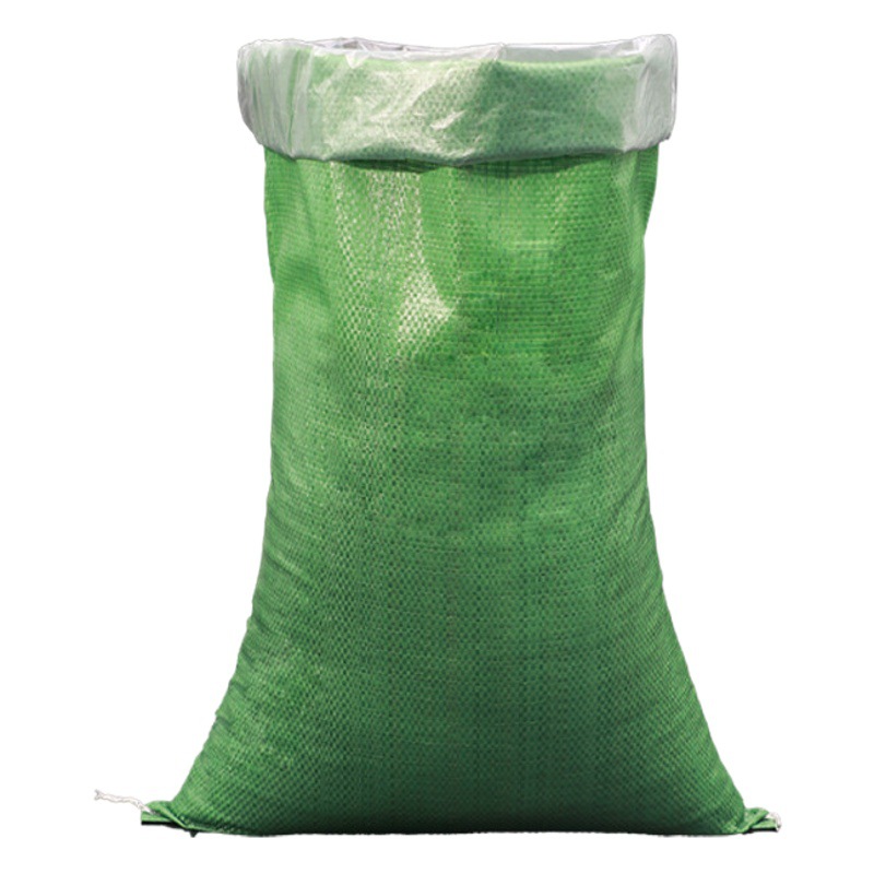 pp plastic green medium thick waterproof woven bag wholesale support coated double lining moisture proof snakeskin bag sack