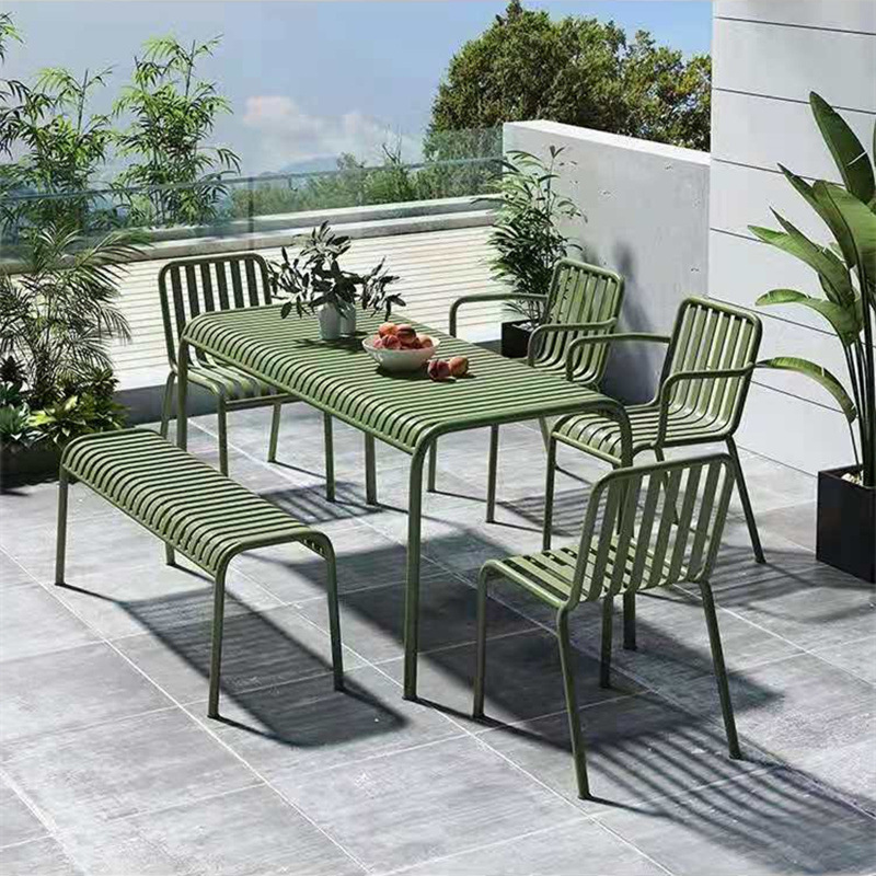 Nordic Balcony Simple Chair Courtyard Outdoor Table and Chair Internet Celebrity Iron Back Chair Bar Stool Leisure Bench