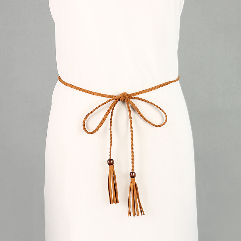 Yingfina Tassel Woven Thin Women's Waist Chain Korean Casual Waist Rope Korean Velvet Decorative Waist