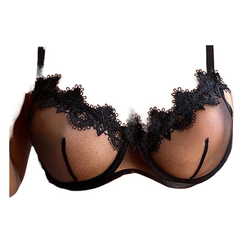 AliExpress gather three-point sex underwear cross-border mesh water soluble flower underwear two piece wish hair