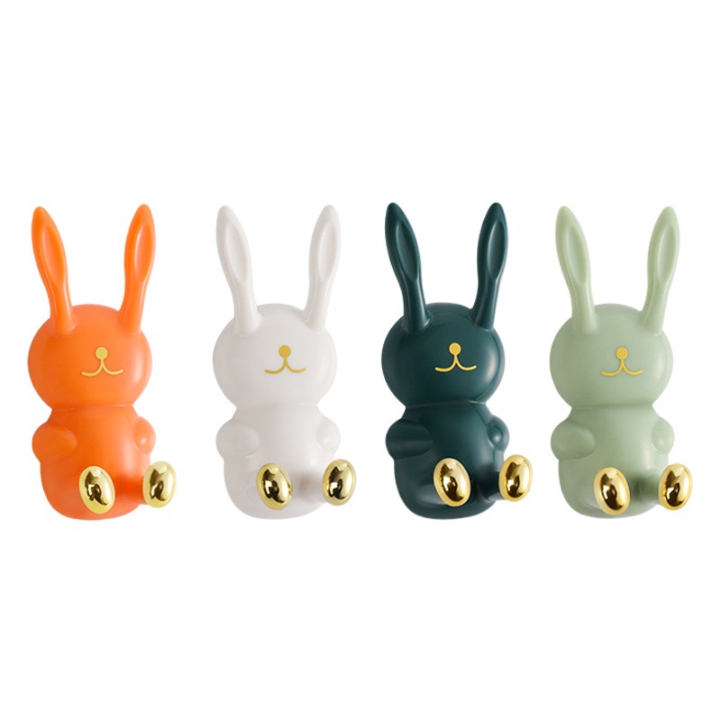 Cute rabbit punch-free hook seamless wall hanging storage wash cup toothbrush rack bathroom multi-functional sticky hook