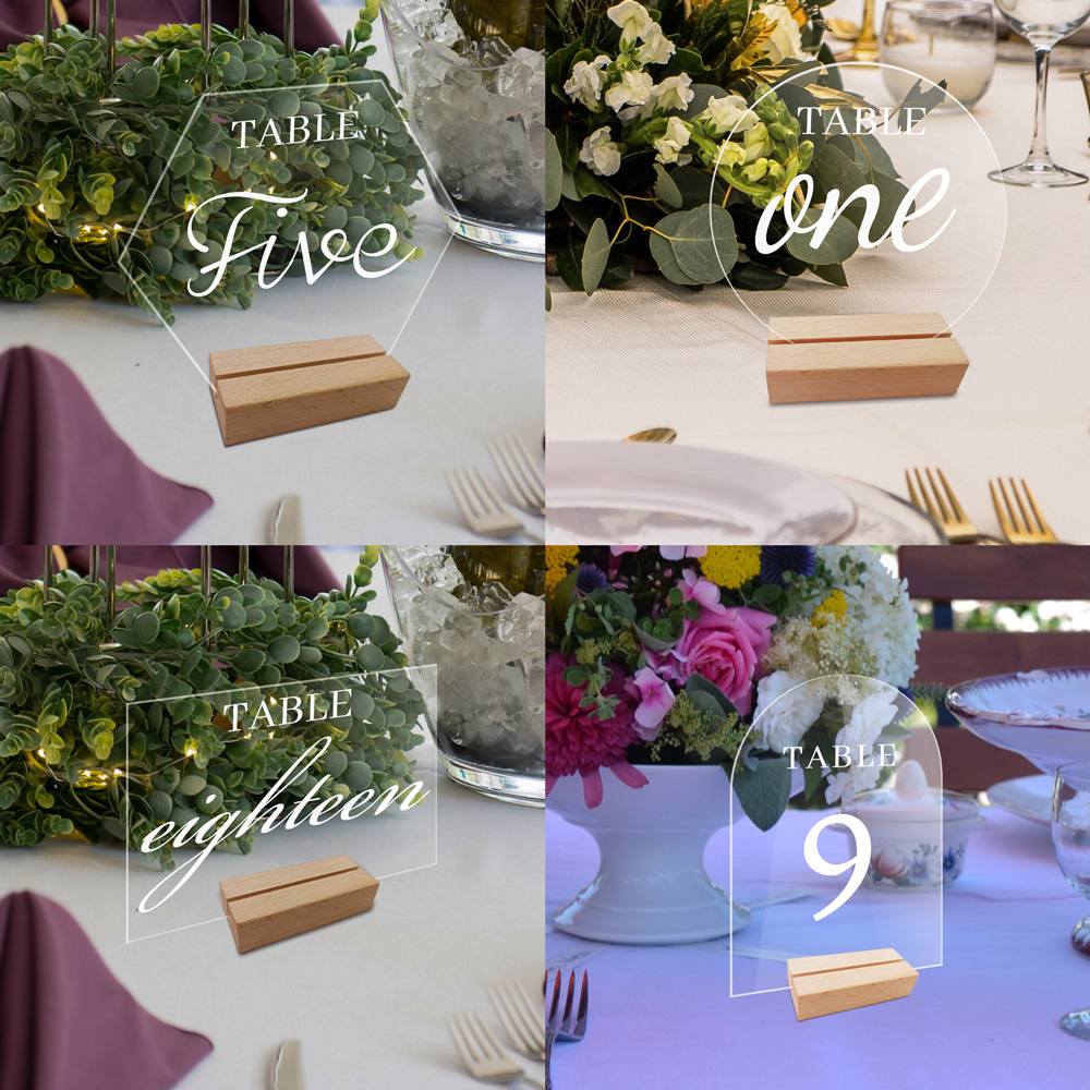 BT052-55 transparent acrylic wedding table board hexagonal rectangular round table number plate DIY seat plate