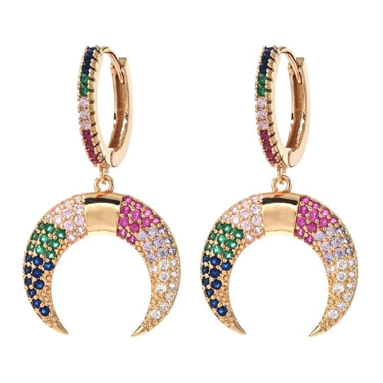 2020 New Fashion Elegant Simple Colorful Horn Zircon Earrings Women/Girls Sweet Romantic Earrings
