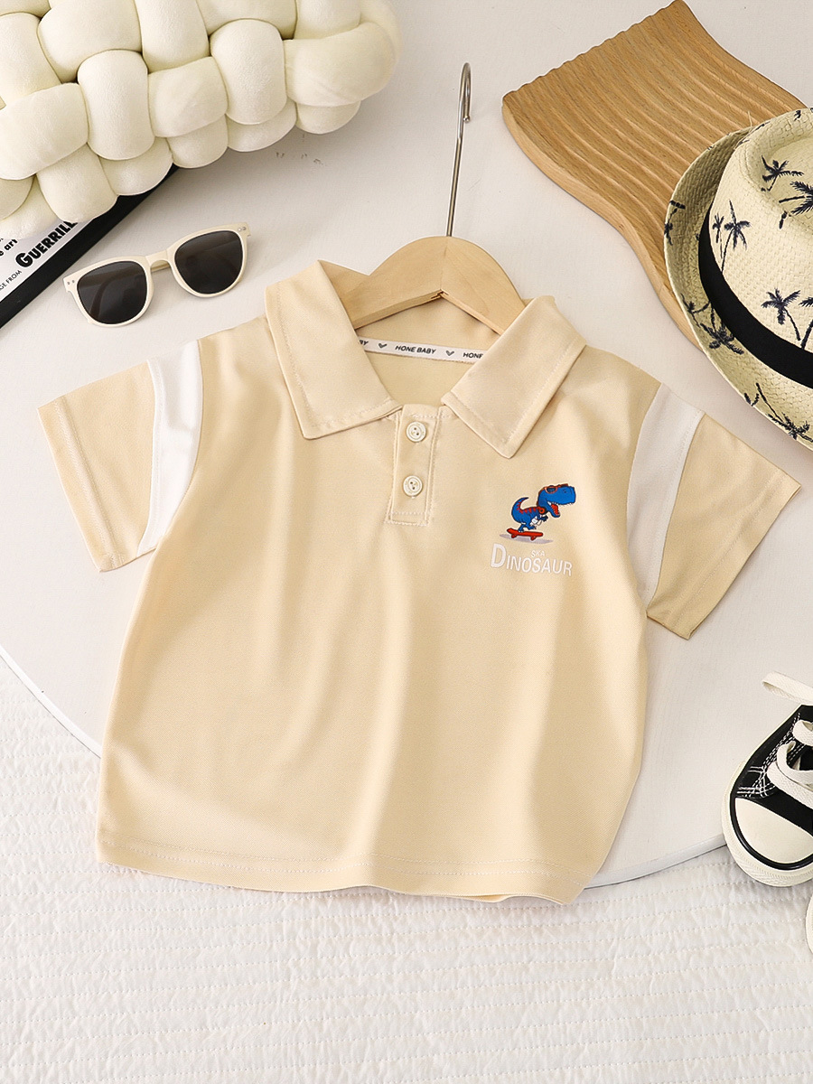 Picture of Boys T-shirt Summer 2025 New Short-sleeved Children's Wear Baby Summer Thin Pearl Cotton POLO Shirt Fashionable Hair