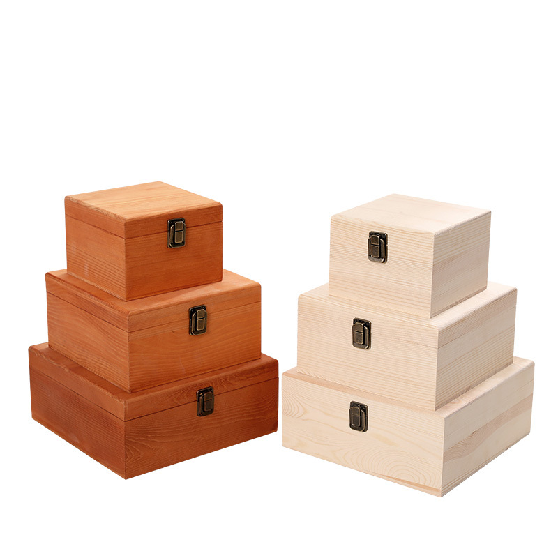 Picture of Accompanying Gift Wooden Box Simple Pine Gift Packaging Box Candy Box Immortal Flower and Wood Box Wooden Jewelry Storage Box