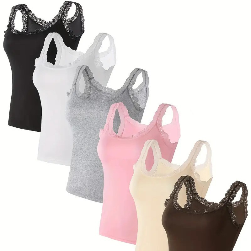 Trendy Lace Camisole for Women, Summer High Elasticity Plus Size Outerwear Base Shirt