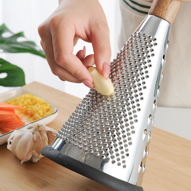Picture of Acacia Wood Vertical Stainless Steel Cone Planer 8 Inch 9 Inch Three-sided Cheese Cheese Grater Melon Fruit Grater