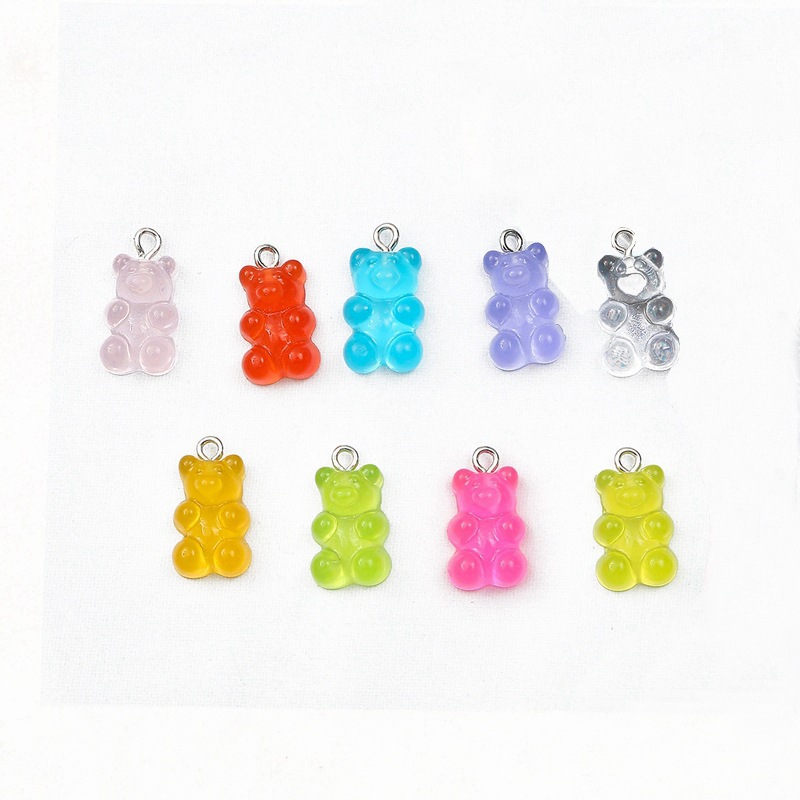 Picture of Transparent Candy Color Resin Bear Accessories Handmade DIY Homemade Bracelet Earrings Jewelry Keychain Pendant Material