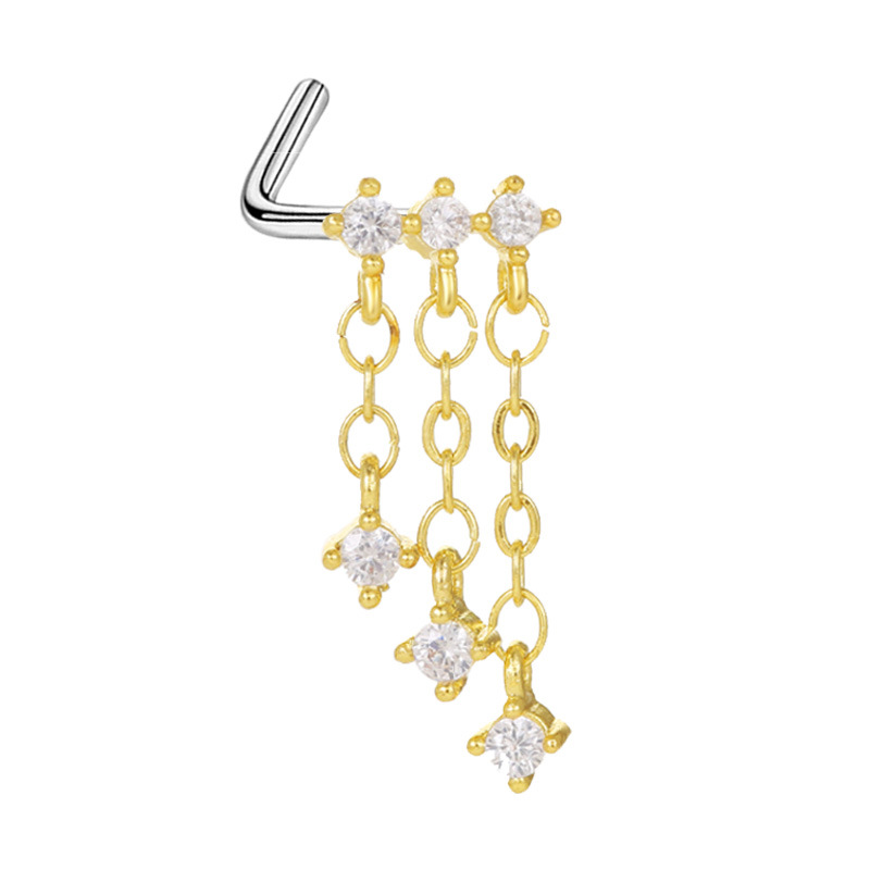 Picture of Gabe Europe and the United States cross-border heart pendant zircon puncture nose nail bee nose ring L rod nose nail puncture factory outlet