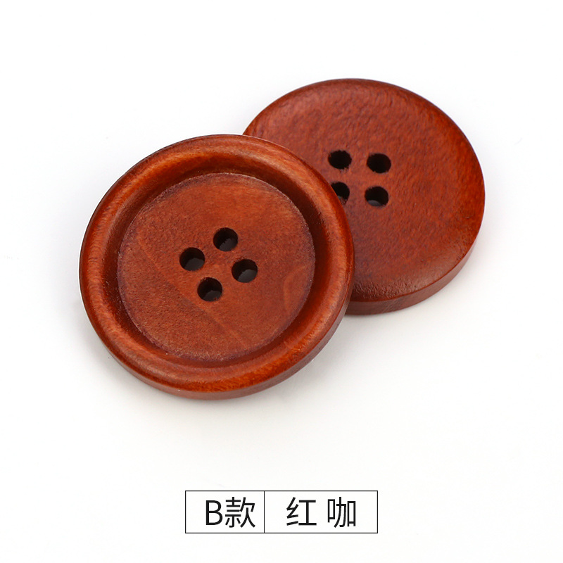 Picture of Cida manufacturers supply wood buttons 9mm -38mm four-eye fine edge buckle sweater round children's DIY accessories