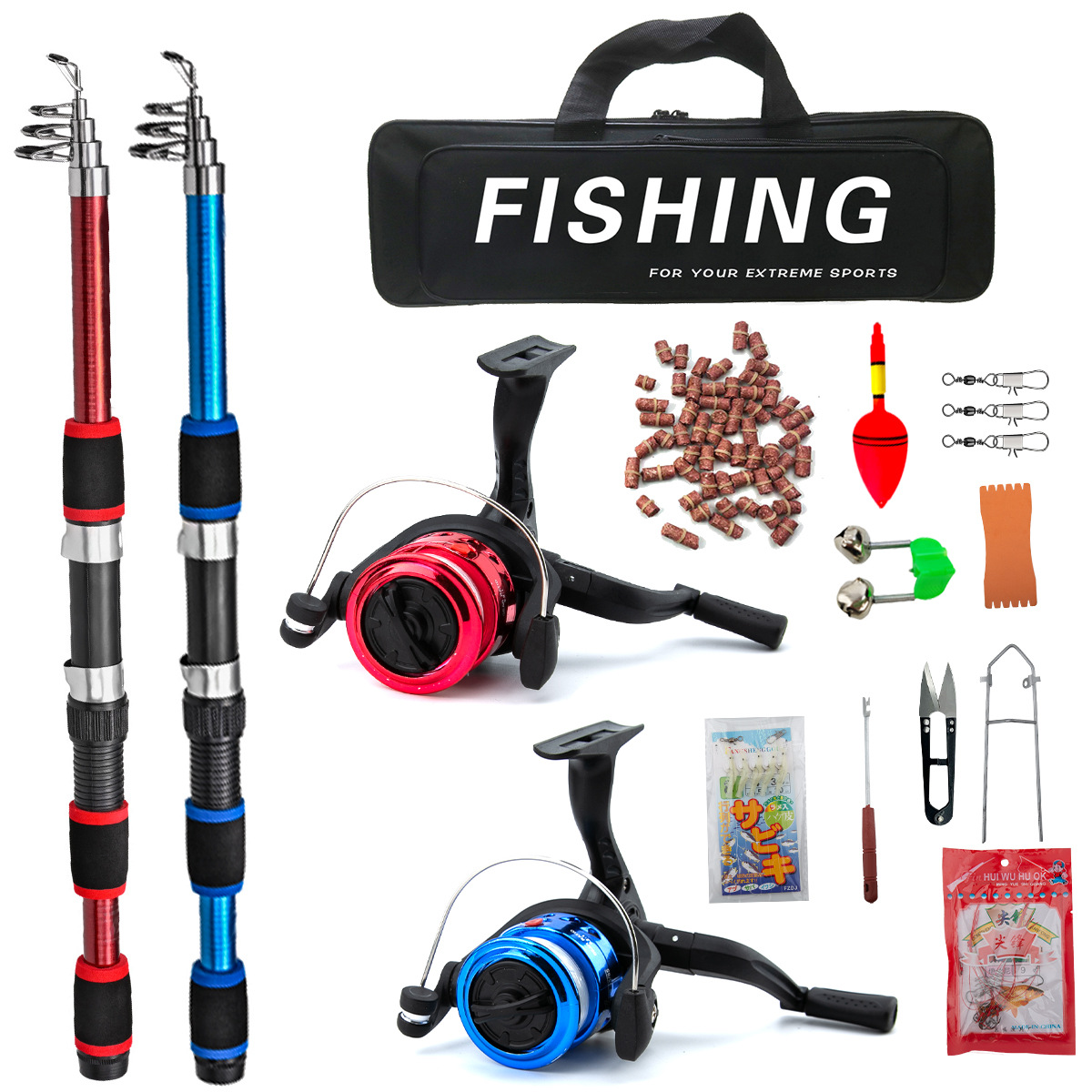 Luya rod glass fiber reinforced plastic straight handle long-cast sea fishing boat fishing rod double rod slightly Luya suit manufacturers cross-border wholesale