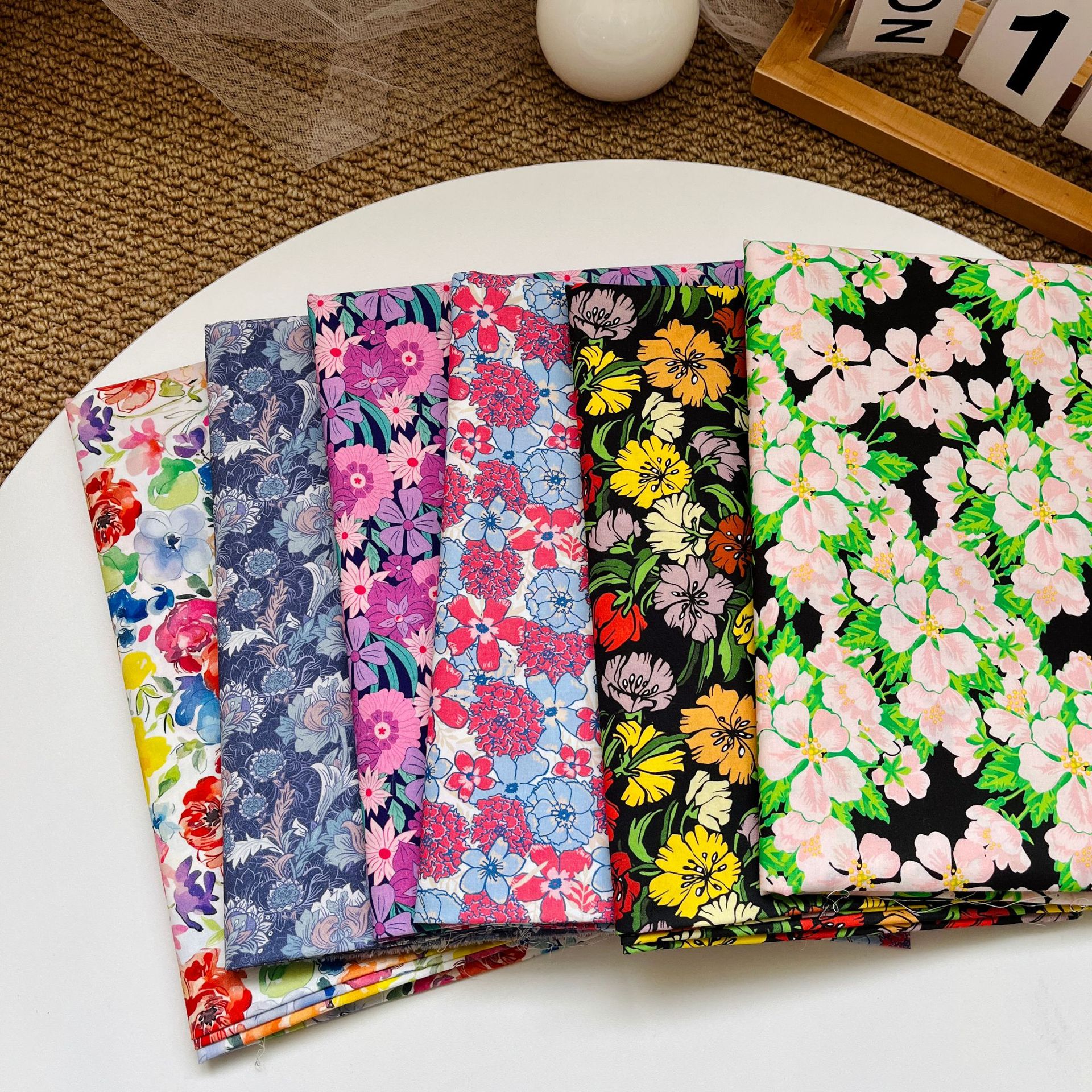 Cotton 60 Count Poplin Digital Printed Fabric Small Floral Bag Cheongsam Dress Home Wear Clothing Fabric