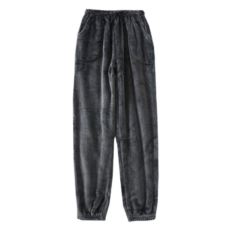 Flannel Winter Pajama Pants Men's Thickened Warm Warm Pants Single Piece Outwear Coral Fleece Home Pants Trousers