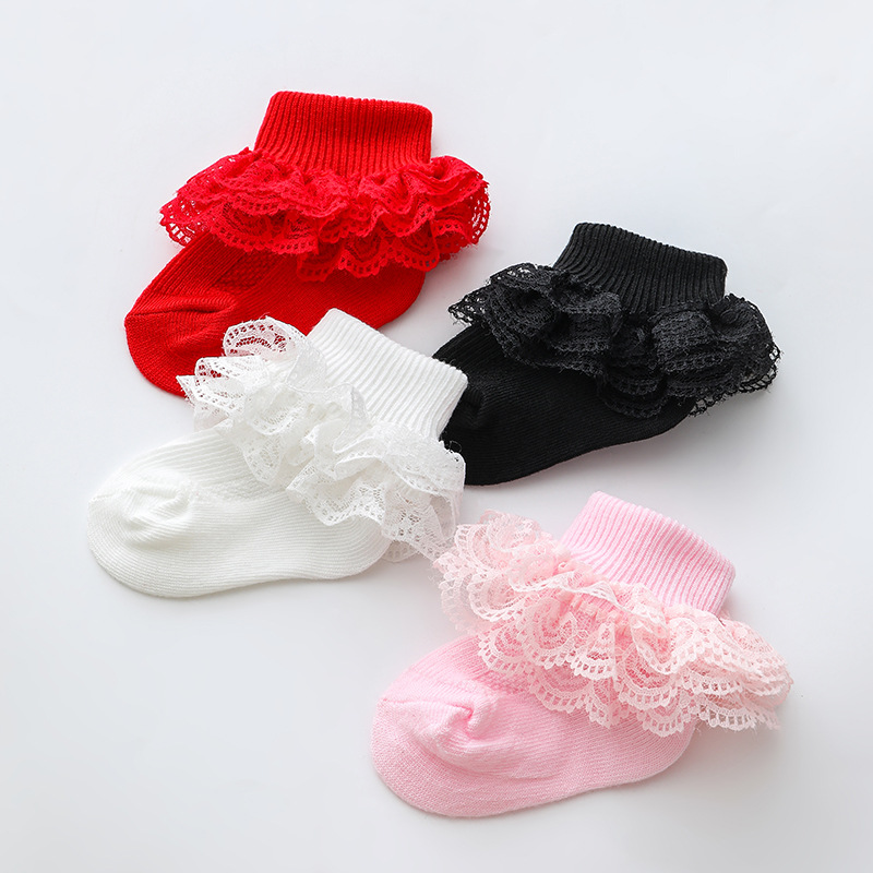Picture of 2022 Spring and Autumn Children's Lace Socks Girls Lace Princess Socks Baby Cotton Socks Girls Dance Socks Kids