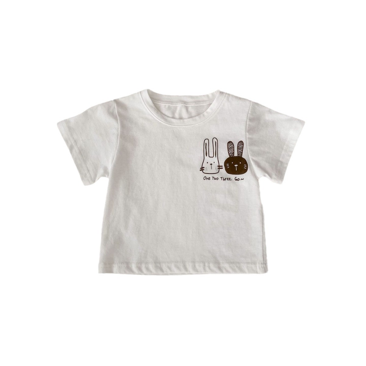 Picture of Baby Clothes Short-sleeved T-shirt New Style Summer 1-3 Years Old Baby Girl Base Shirt Thin Rabbit Print All-match Top