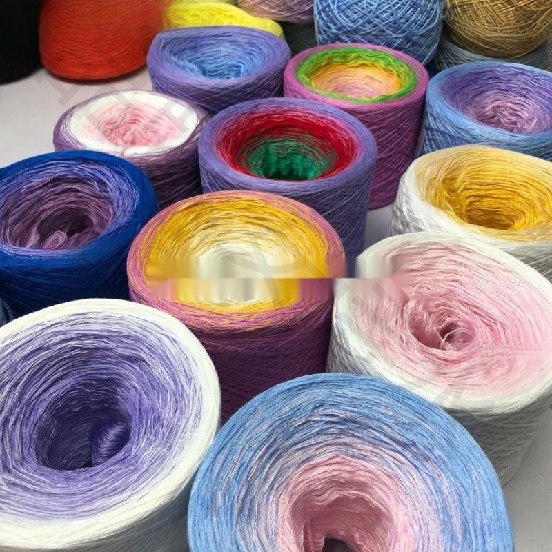 Organic Lace Cotton Mixed Fairy Thread Hand-Wrapped Cake Thread Gradient Long Section Dyed Spring and Summer Shawl Scarf Sweater Thread