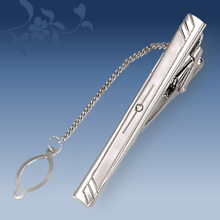 Picture of Metal tie clip men's suit chain 140 simple flower type business atmosphere with drill tie clip