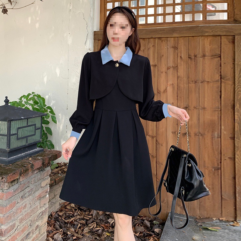Real shot [two-piece set] plus size slightly fat mm short coat top women's pleated A- shaped suspender strap dress set