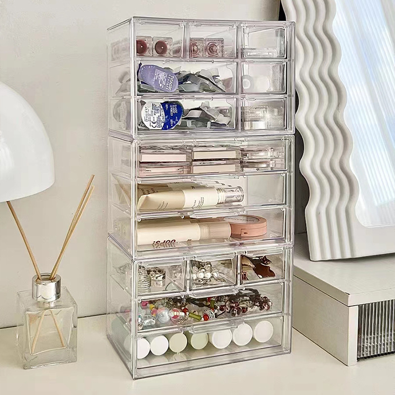 Picture of Transparent 357 Palace Dust-proof Drawer-type Storage Box Stationery Jewelry Seven Palace Cosmetic Storage Rack