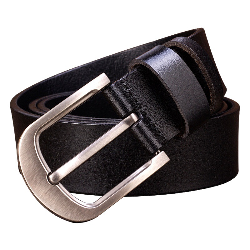 Cross-Border Supply Men's Belt Pin Buckle Men's Cowhide Leather Belt Young and Middle-Aged Retro Trouser Belt Manufacturer Wholesale