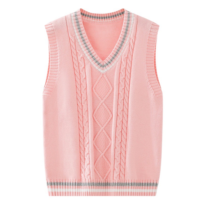 2023 Spring and Autumn Children's Sweater Cotton Vest British Academy Style School Uniform Student Boys and Girls Knitted Vest Class Clothes