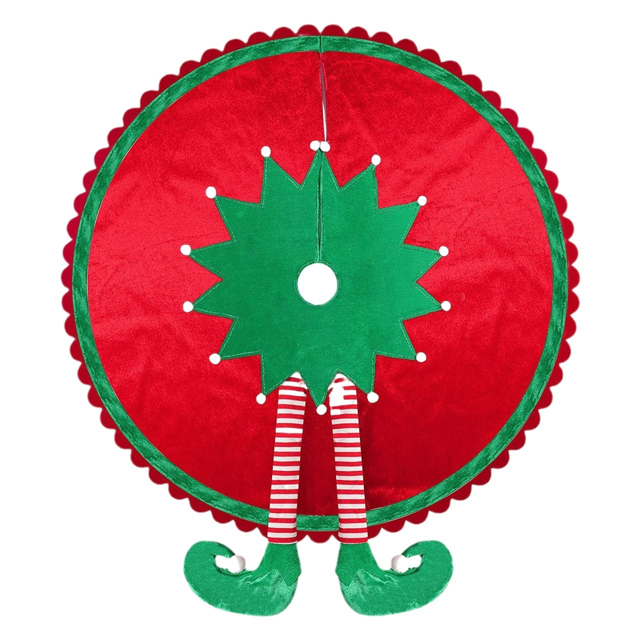 Cross-border new Christmas decoration Christmas red elf leg tree skirt cute Christmas tree apron decorations