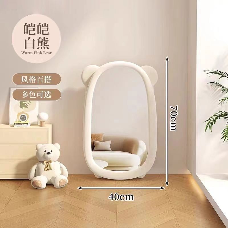 Picture of Golden bear high-value wavy full body mirror ins bedroom photo Douyin princess dressing mirror soft bag fitting mirror