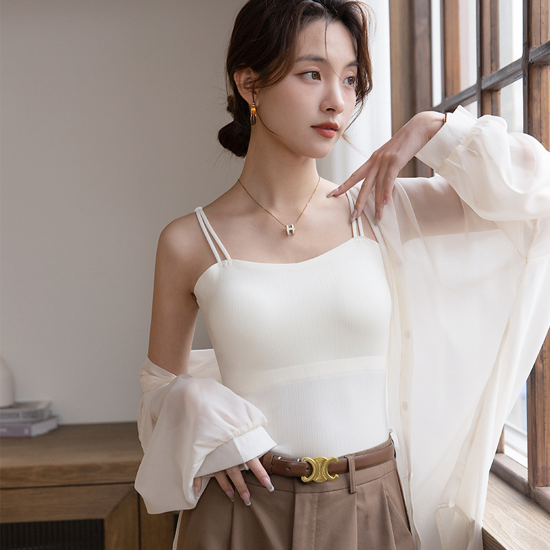 Picture of Summer Camisole Women's 2024 New Style Inner Base Outer Wear Beautiful Back Bra One-piece 6611 with Chest Pad