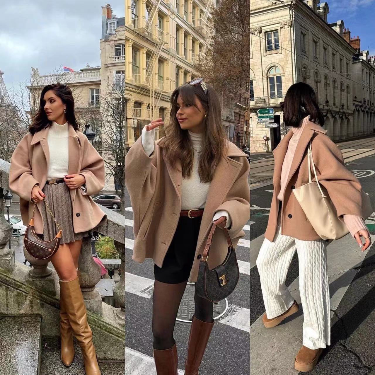 Foreign Trade 2024 European and American Winter New Style Comfortable Elegant Lapel Long-Sleeved Single-Breasted Loose Fur Outwear for Women
