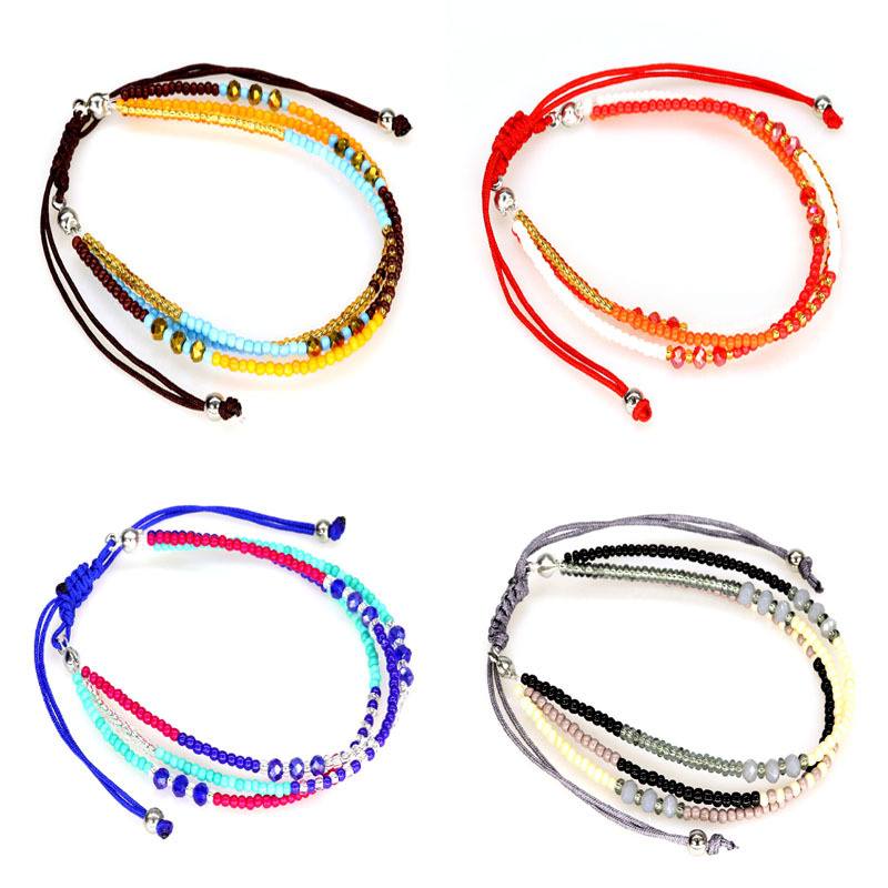Cross-border E-Commerce Explosions European and American Bracelet for Women and Men Hand-woven Rice Beads Bohemian Color Fashion Accessories INS