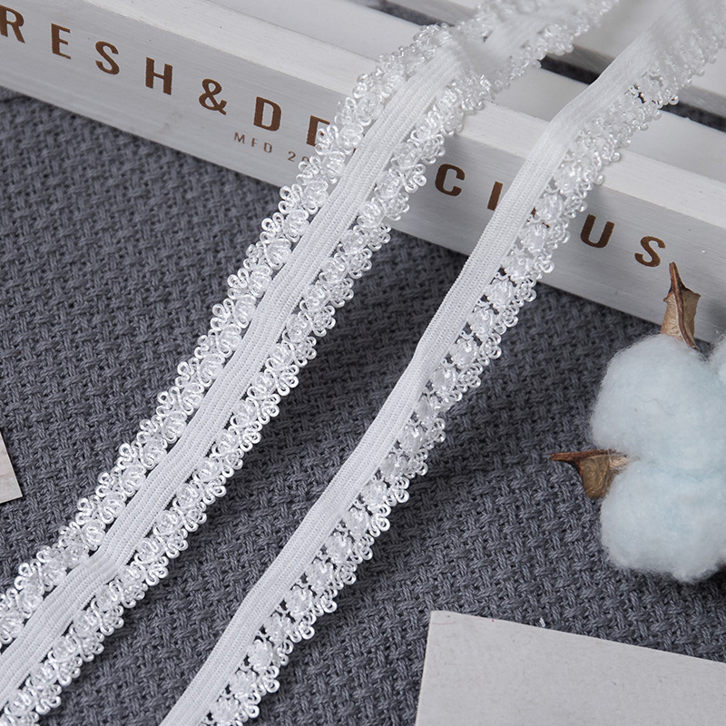 1.5CM White Single Bilateral Crown Bud Nylon Knitted Elastic Band Underwear Underpants Bud Band