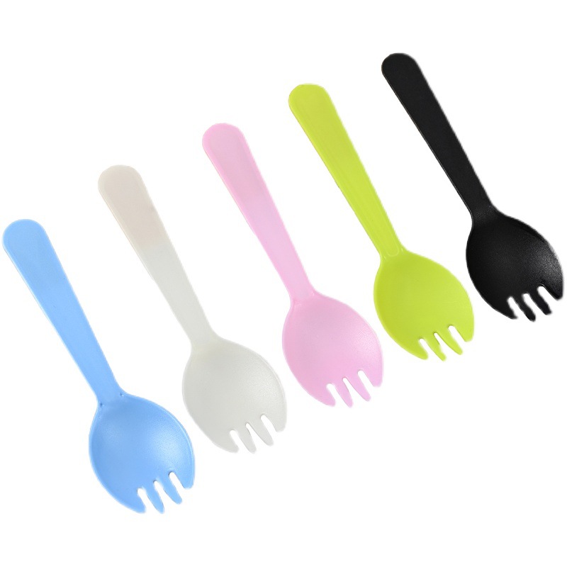Picture of Disposable fork fork spoon cake dessert salad spoon takeaway tableware fruit fork thickened independent packaging wholesale