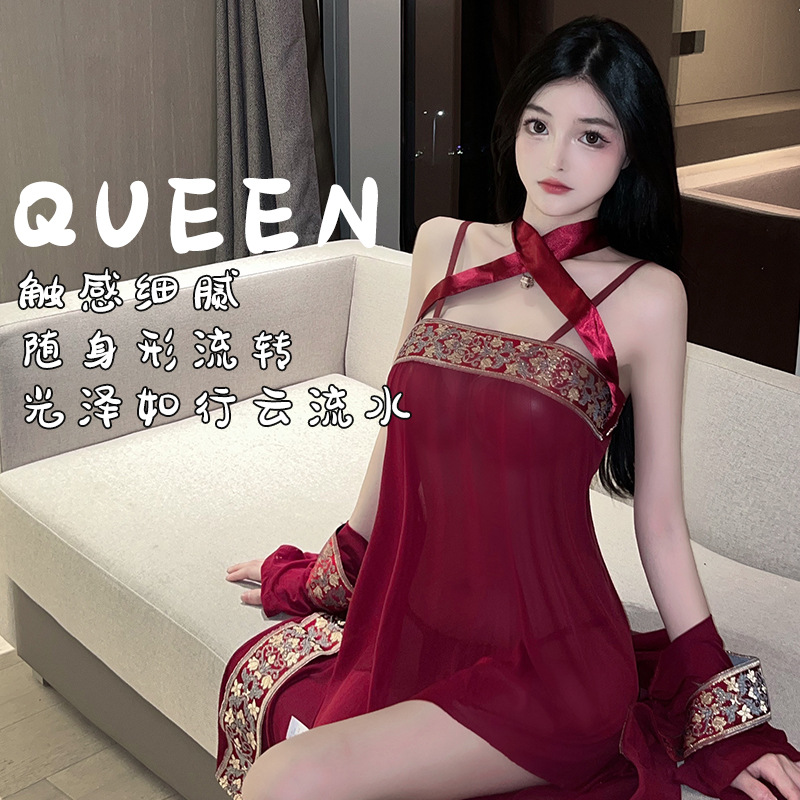Sexy Lingerie, Sexy Flower See-Through Nightgown, Exotic Hanfu, Provocative Uniform Suit, Drop Shipping