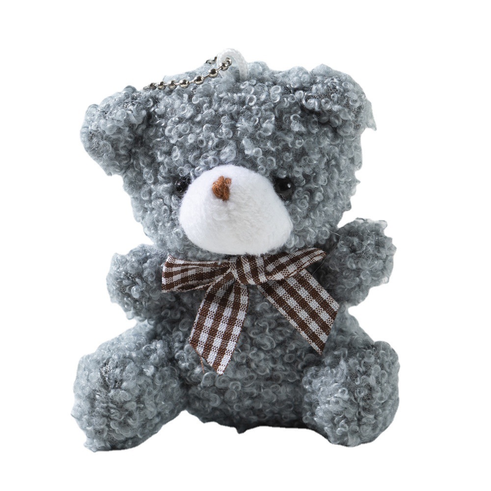Picture of Cute cartoon mini bow tie bear short plush doll toy bag car keychain pendant doll wholesale