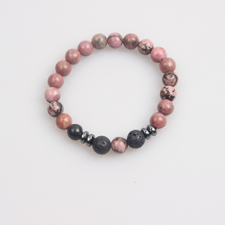 Picture of Zhou Lianfa Wholesale Men's Beaded Bracelet Matte Lava Volcanic Stone Beaded Women Elastic Bracelet Fashion Jewelry