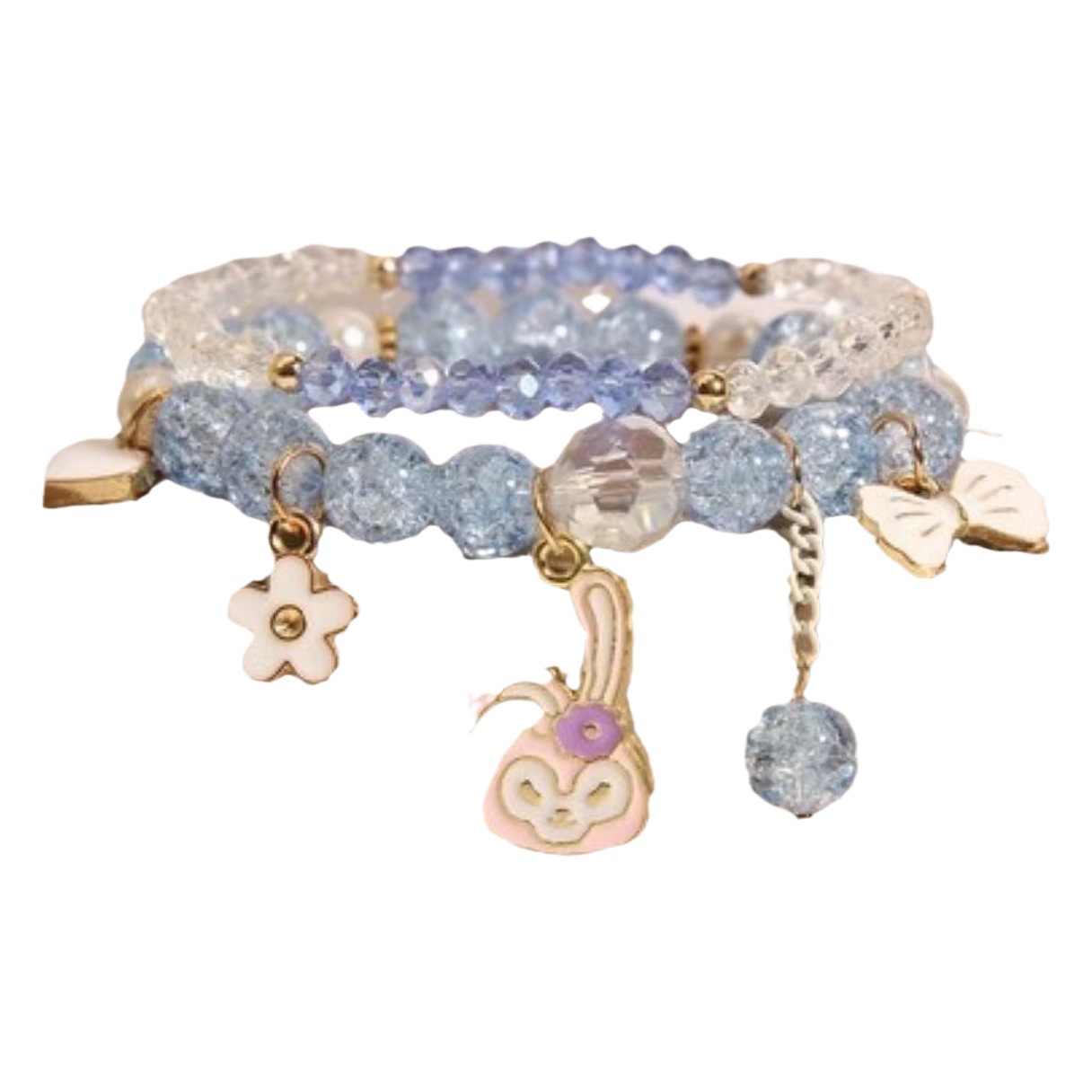 Picture of Cute Rabbit Children's Bracelet Female Princess Little Girl Crystal Beaded Student Korean Style BFF Sisters Bracelet Jewelry