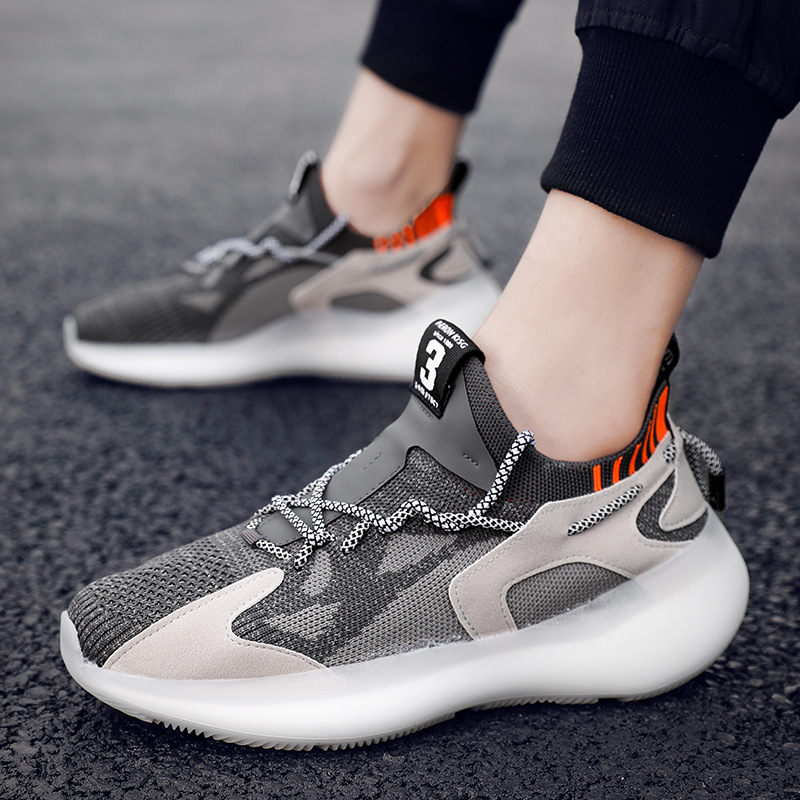 Men's trendy spring and autumn vintage casual jogging shoes thick-soled lightweight fly-woven breathable wear-resistant sneaker teenagers