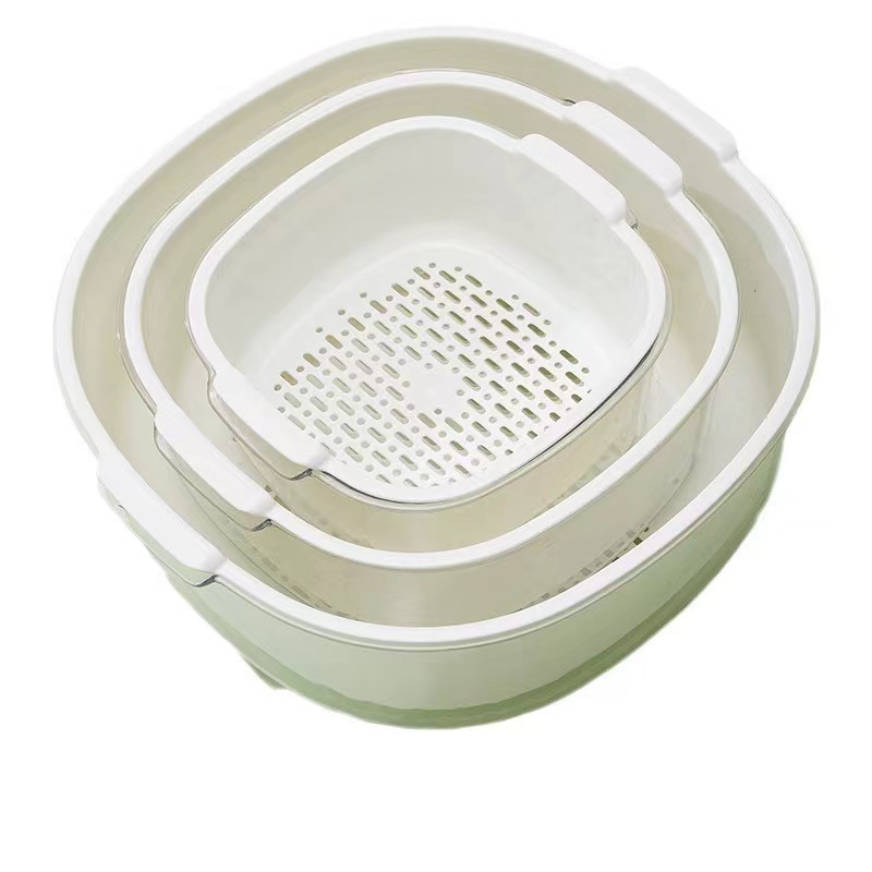 Picture of Multi-functional plastic drain basket six-piece kitchen wash basket fruit double-layer basket wholesale