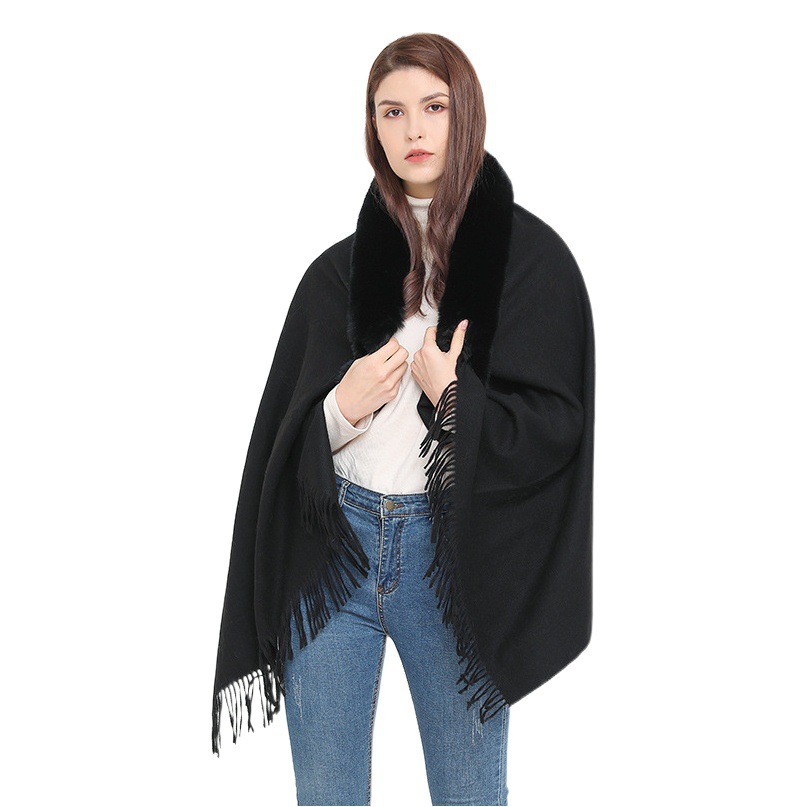 Cross-border in stock fur collar scarf winter warm women scarf shawl dual-use Amazon thick dress shawl