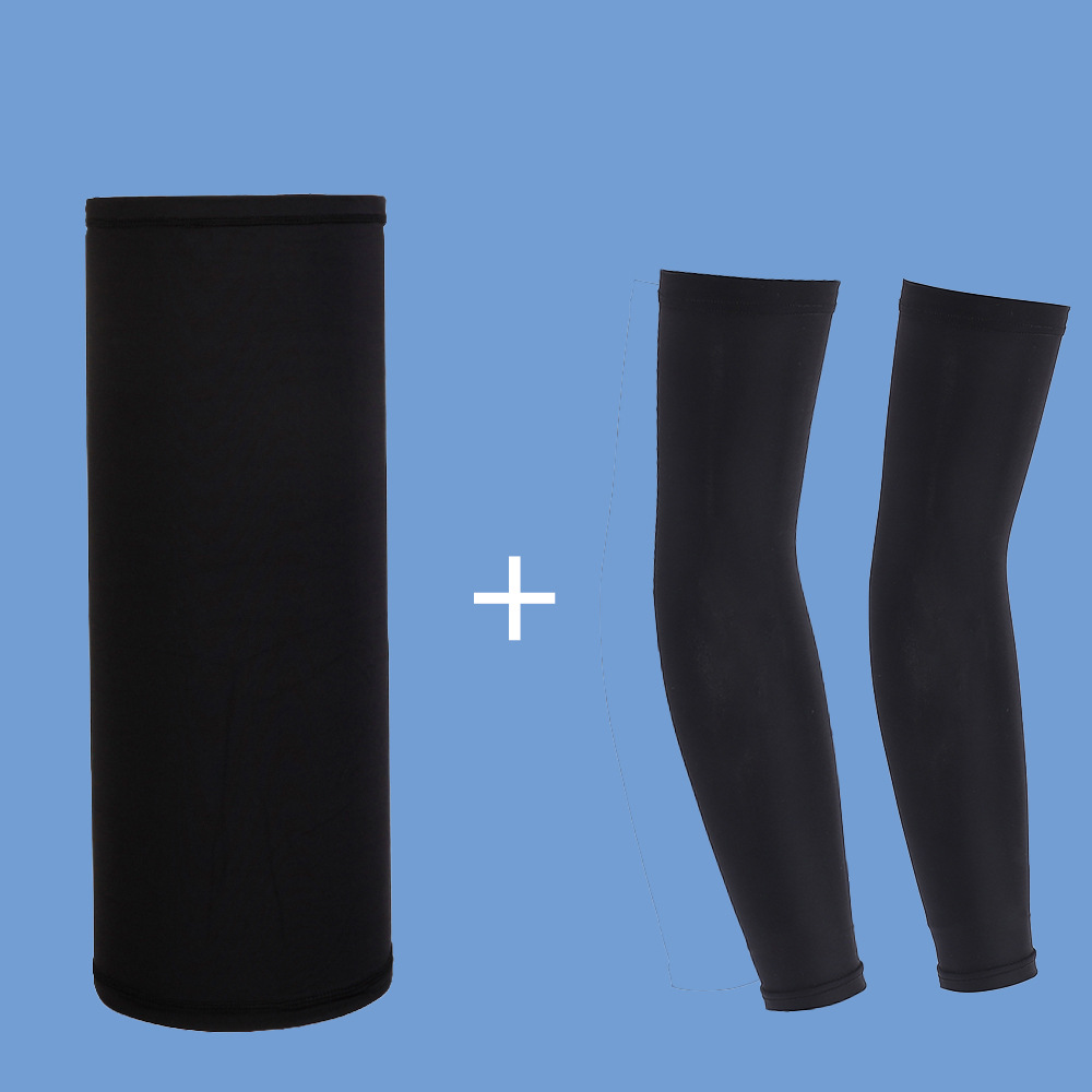 Picture of Cross-border Lycra Ice Silk Sleeves Sports Outdoor Riding Sunscreen Sleeves Nylon Real Ice Silk Hood Mask Set