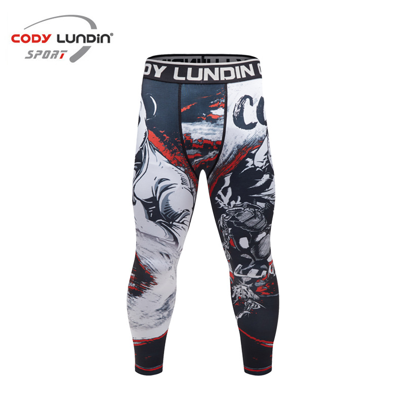Picture of 2019 Winter new fitness trousers men running yoga 3D printing compression tights wholesale