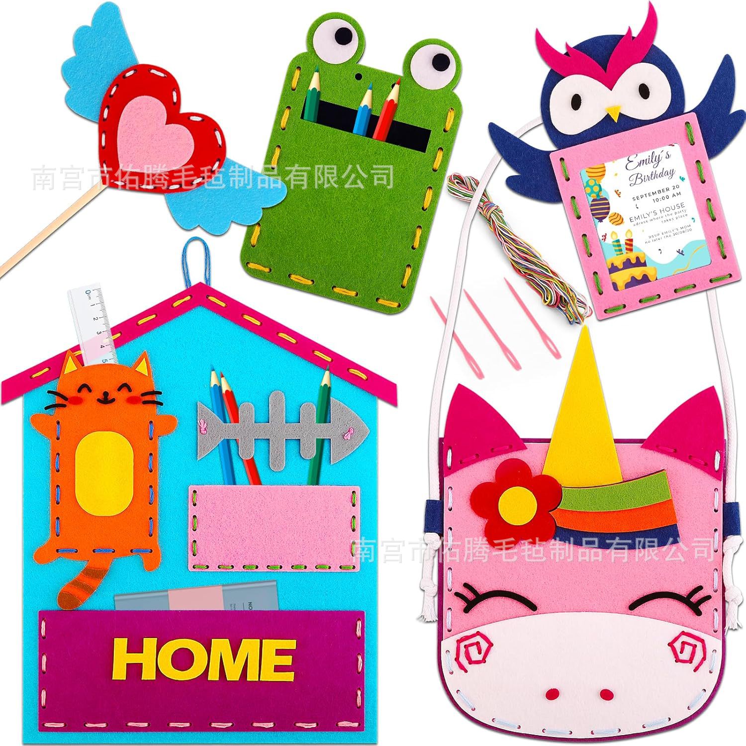 Children's non-woven diy handmade unicorn material three-dimensional cartoon handbag kindergarten creative gift