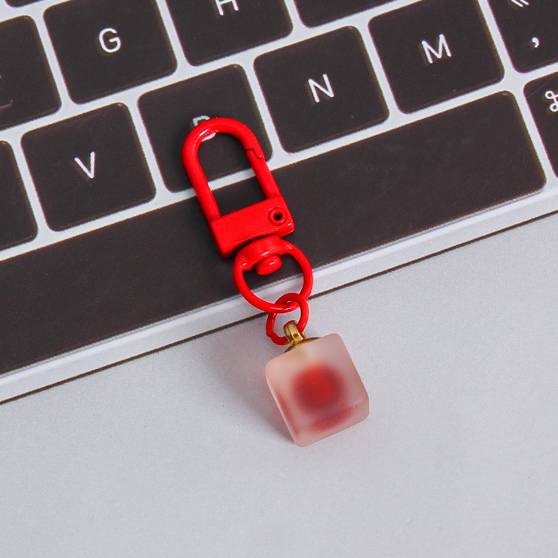 Picture of ins style AB color love beads keychain pendant diamond-shaped cut hanging hole door buckle girl's heart bag bag hanging jewelry