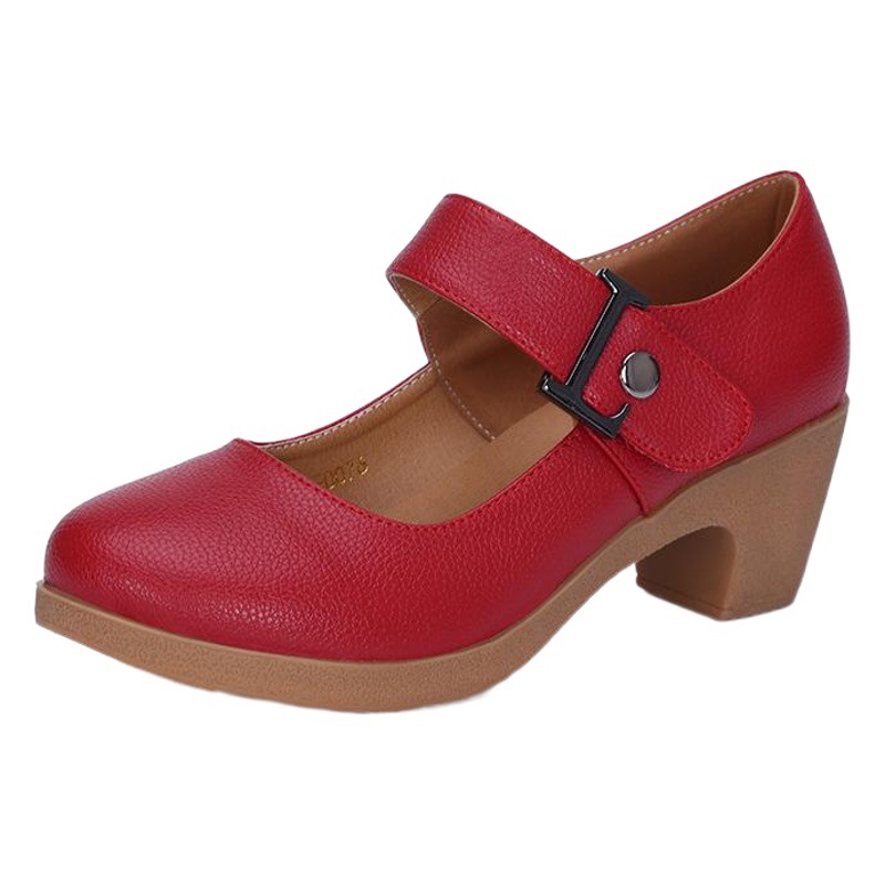 Picture of Square Dance Shoes Middle Heel Dance Shoes Women's Adult Soft Leather Soft Bottom Dance Shoes Square Dance Women's Shoes silver Shoes Four Seasons