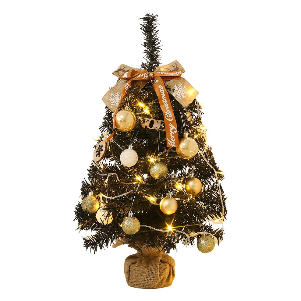 2025 New Mini Christmas Tree Black Package Christmas Decoration Tree Led Home Desktop Christmas Tree Ornaments