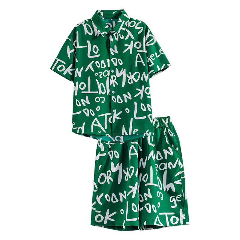 Boys' Summer Short-sleeved Shirt suit 2025 New Fashionable Big Children's Two-piece Set Boys' Street Sports